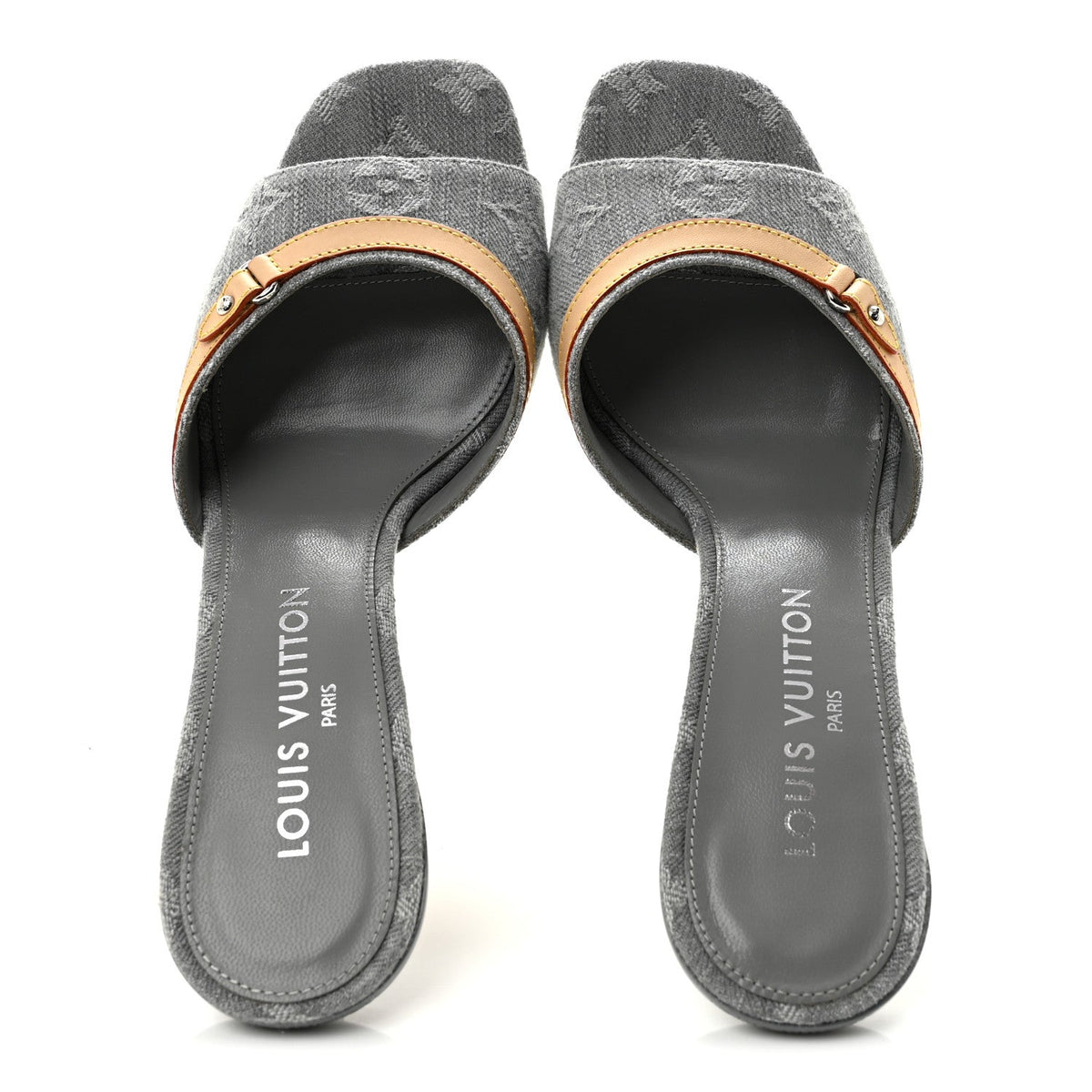 Monogram Denim 6AM Mules 40 Gray