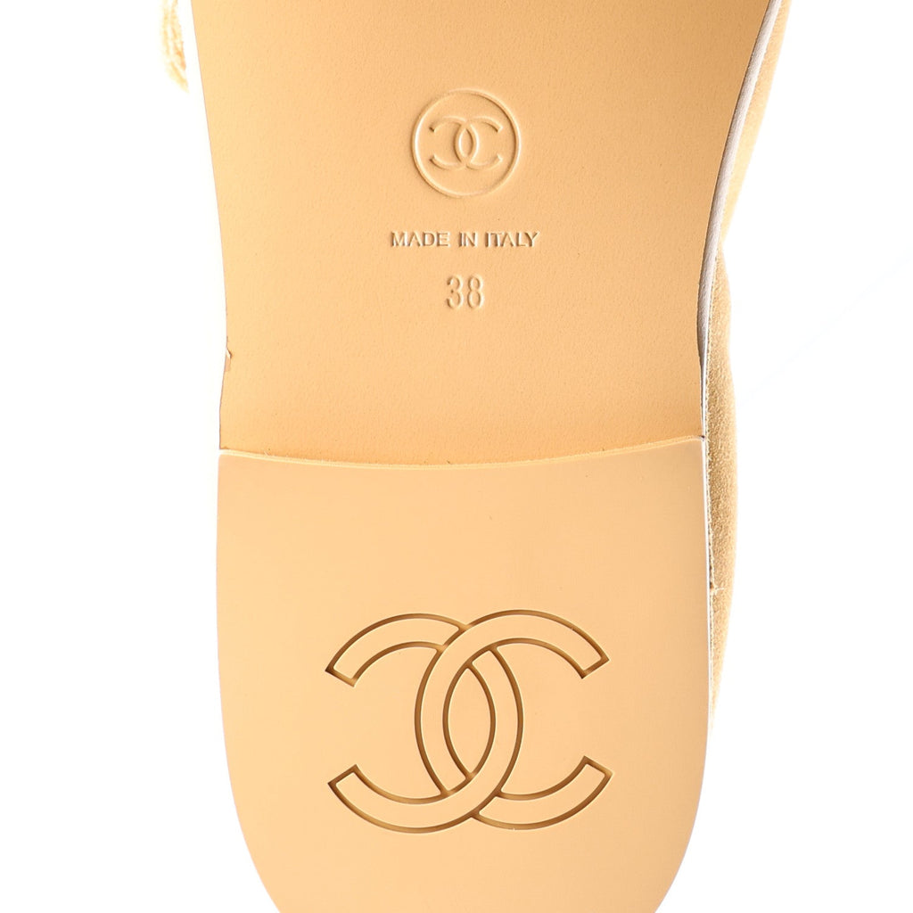 Suede Calfskin Cap Toe CC Mary Jane Flats 38 Beige