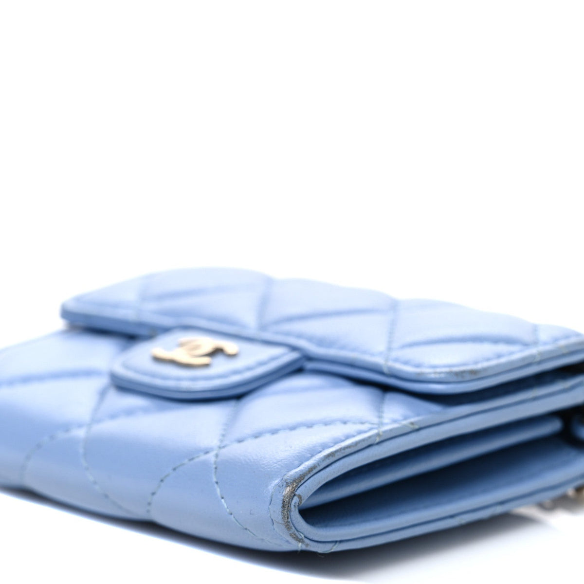 Lambskin Quilted Mini Chain Belt Bag Blue