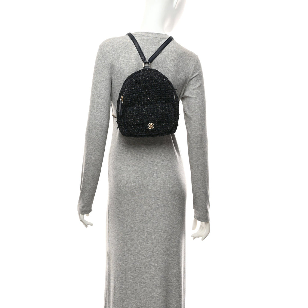 Tweed Front Pocket Backpack Navy