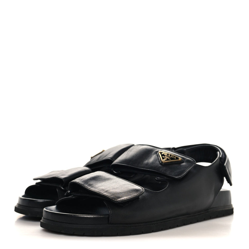 Nappa Quilted Padded Slingback Sandals 38.5 Black