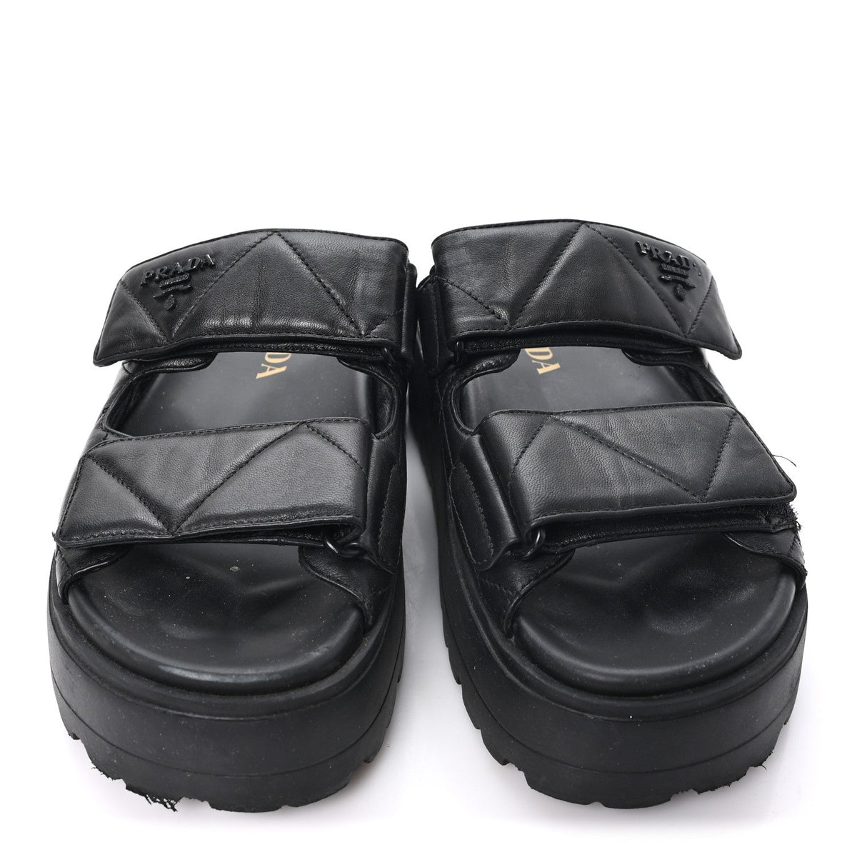 Nappa Quilted Padded Logo Platform Slide Sandals 36.5 Black