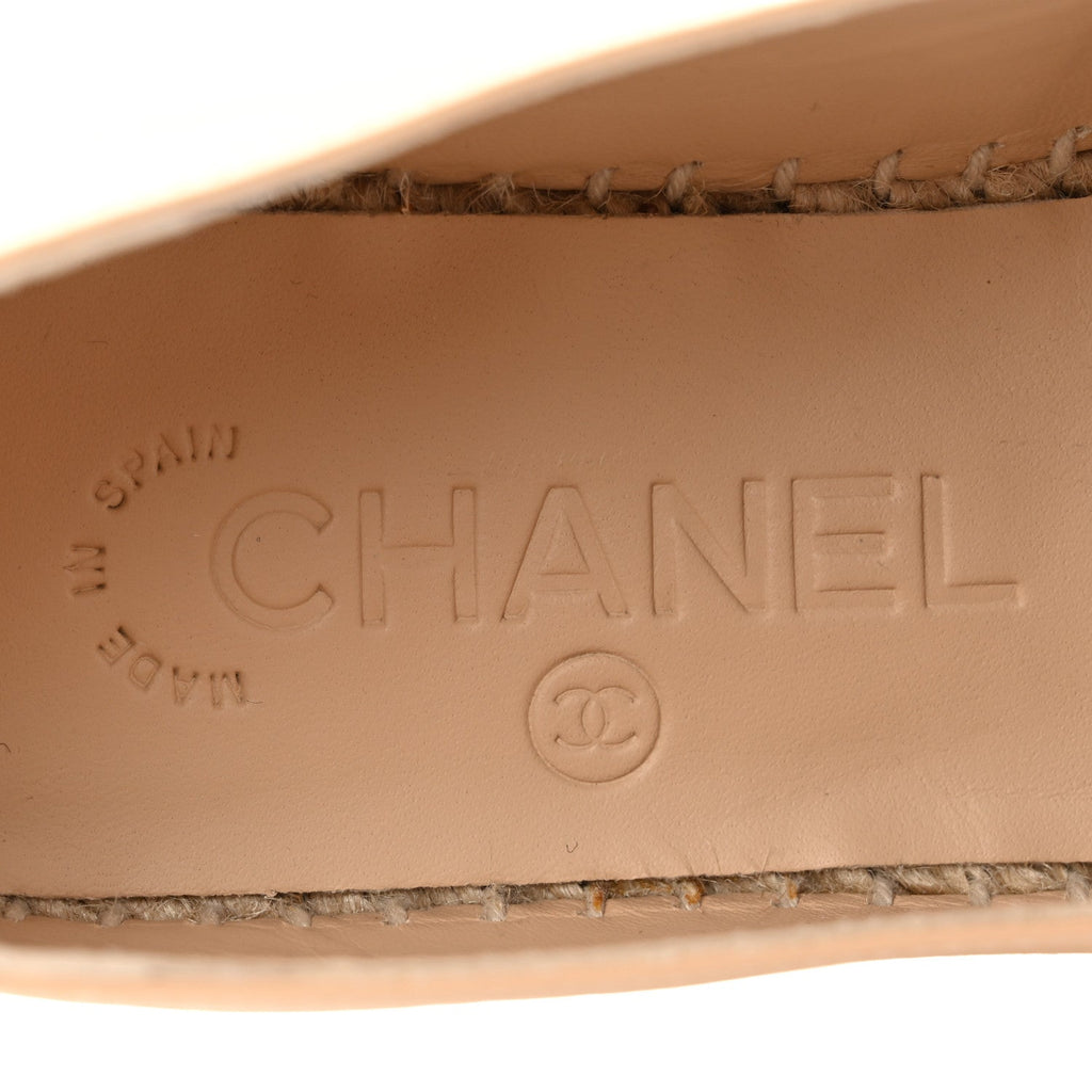 Lambskin CC Espadrilles 35 Beige Black