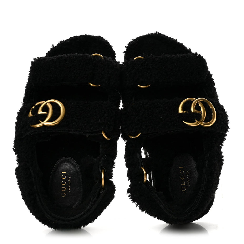 Shearling Double G Womens Dad Sandals 36.5 Black