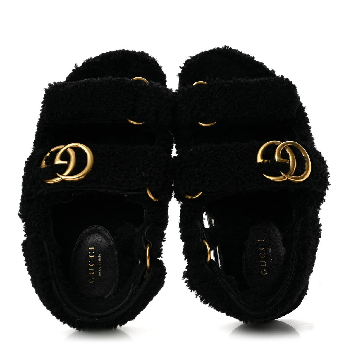 Shearling Double G Womens Dad Sandals 36.5 Black