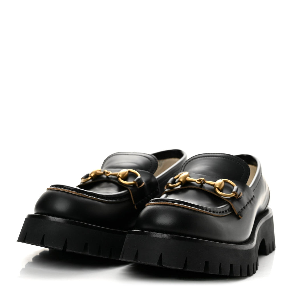 Cordovan Lux Womens Harald Horsebit 25mm Platform Loafers 35.5 Black