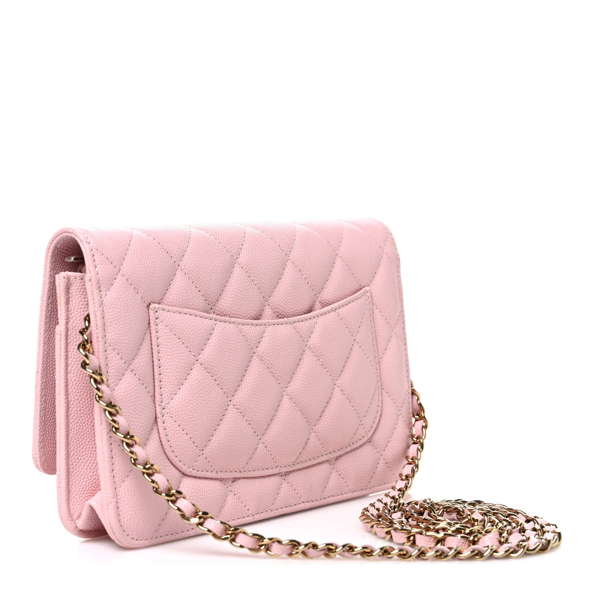 Caviar Quilted Wallet on Chain WOC Light Pink