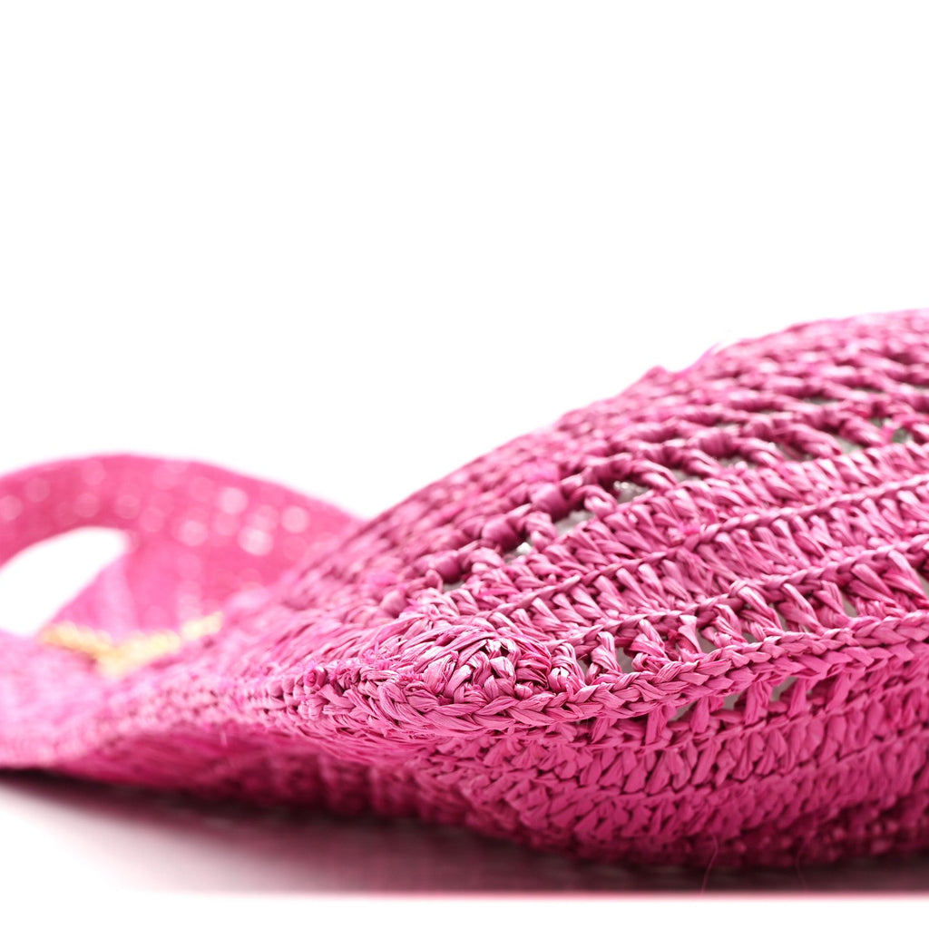 Raffia Summer Banana Tote Fuchsia Rose