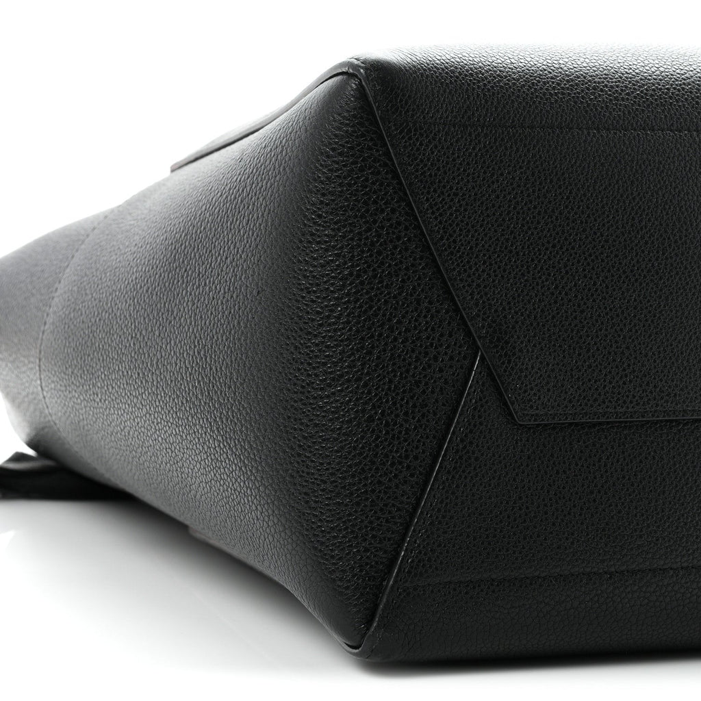 Soft Grained Calfskin Sangle Bucket Bag Black