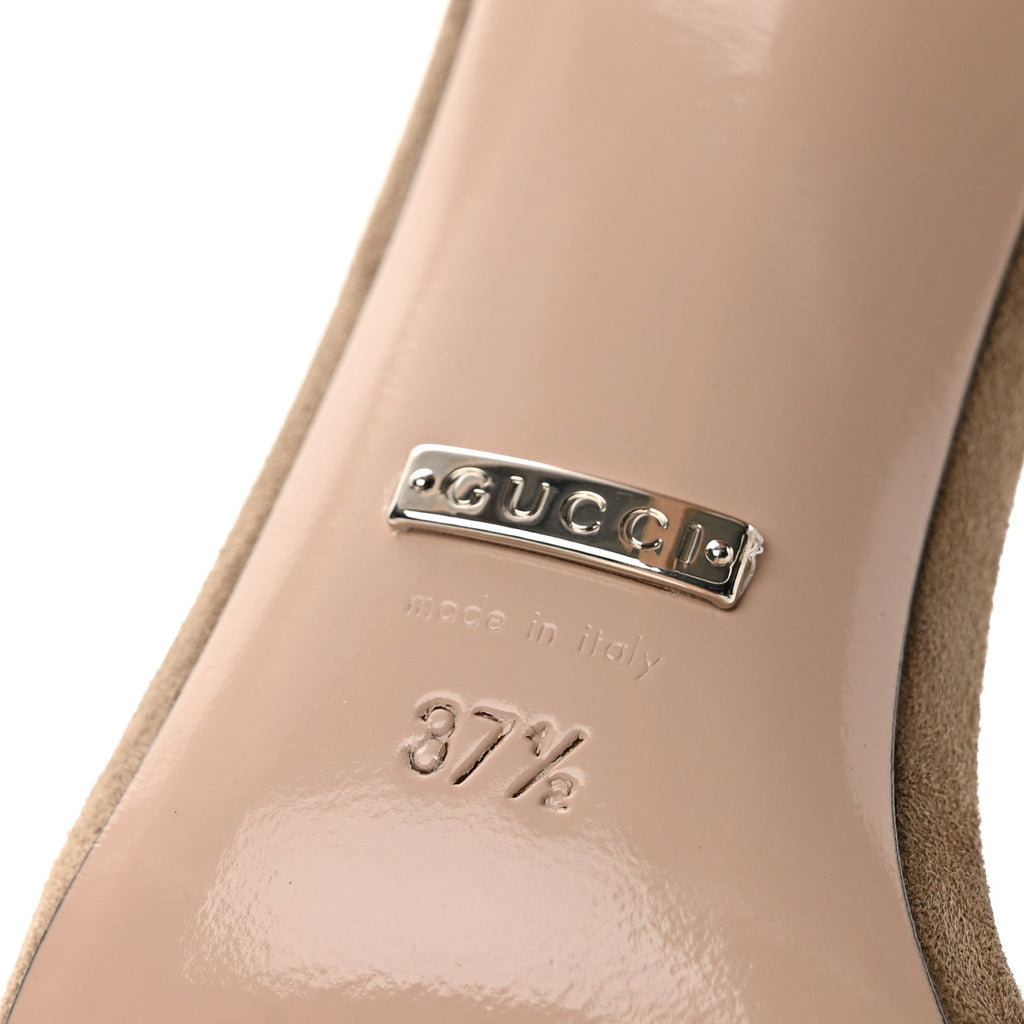 Kid Scamosciato GG Ankle Strap High Heel Sandals 37.5 Taupe