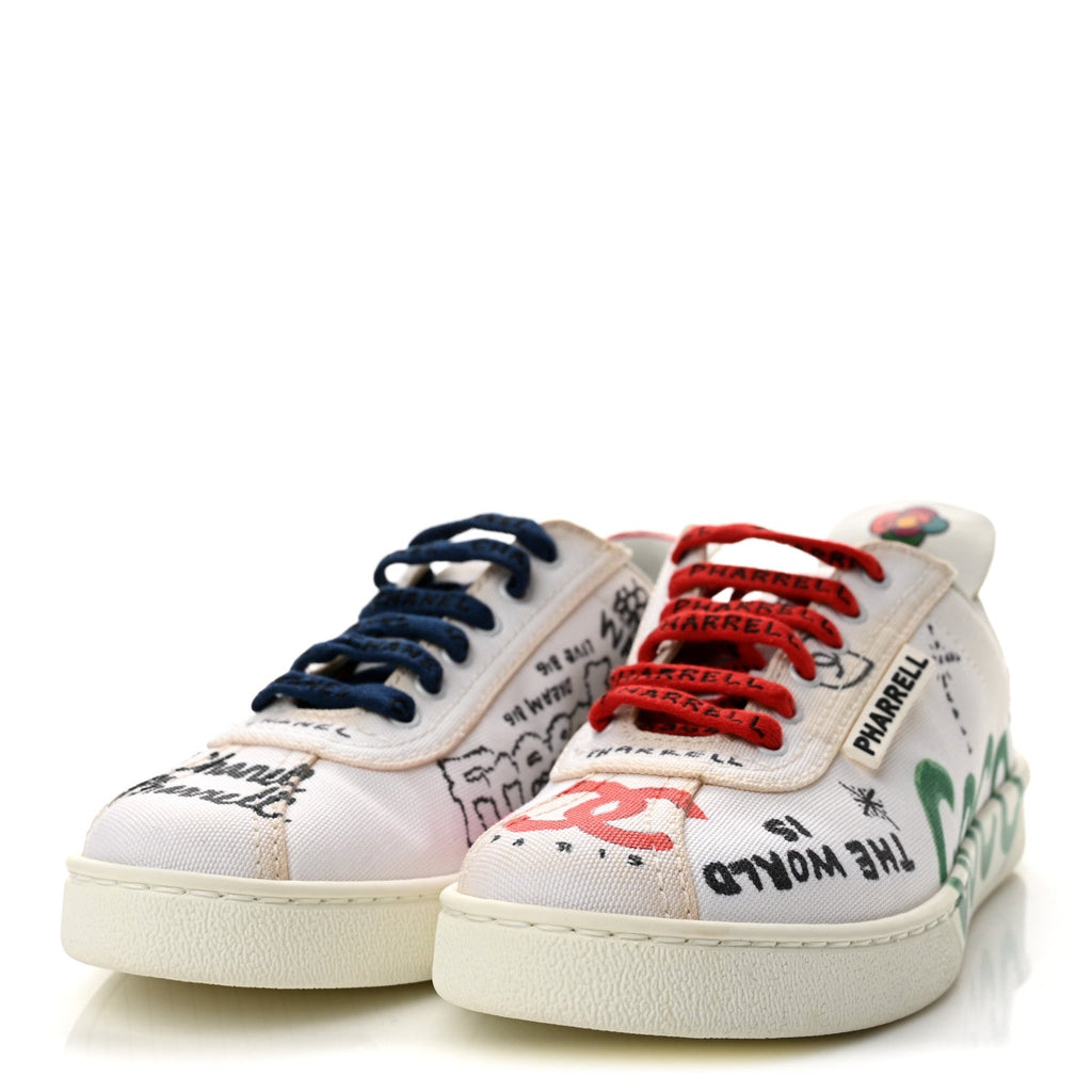 x Pharrell Williams Canvas Womens Sneakers 35.5 White Multicolor