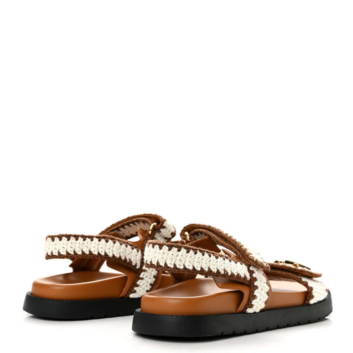 Cotton Crochet LV Sunset Comfort Flat Sandals 40 Cacao Brown