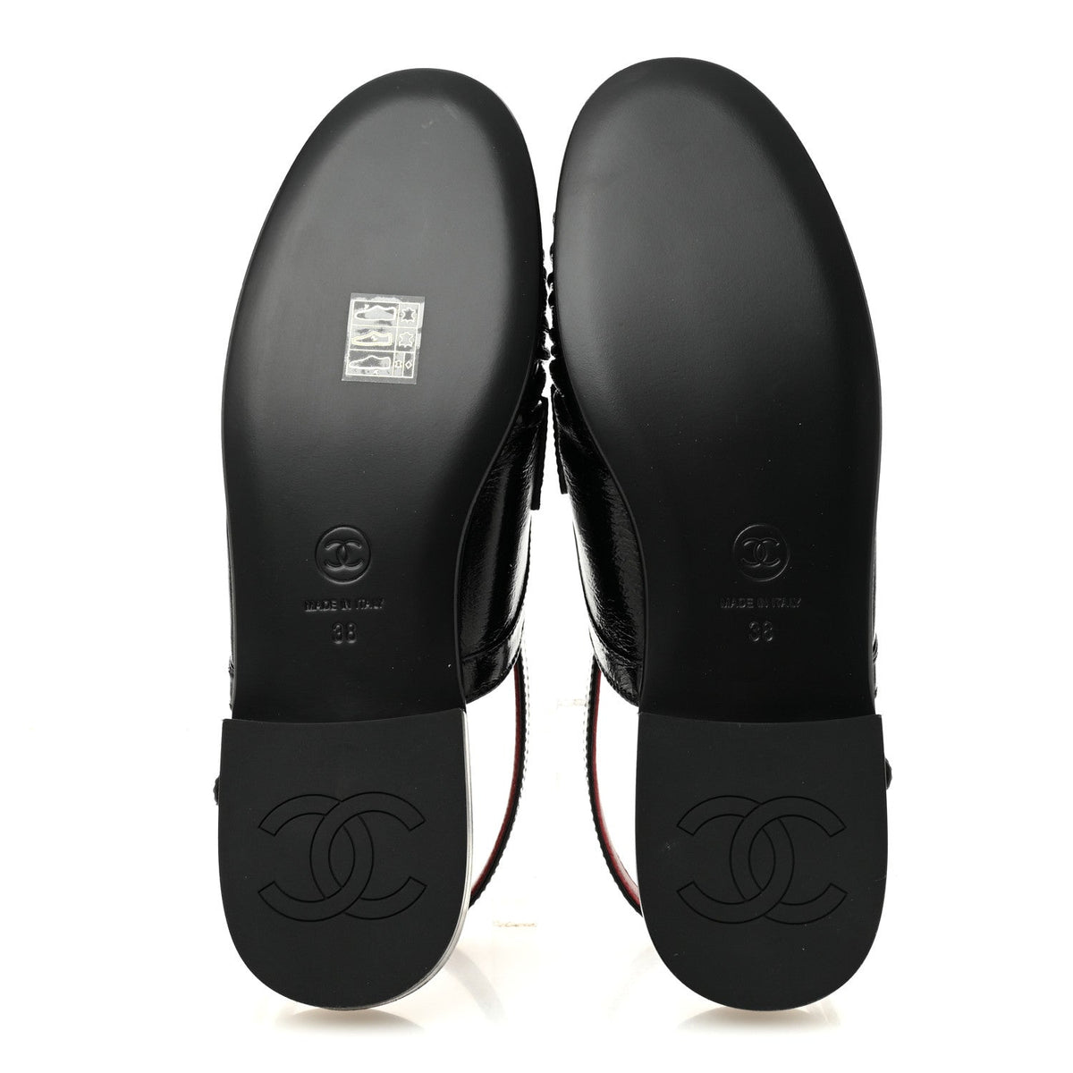 Crumpled Shiny Lambskin CC Slingback Mocassins 38 Black