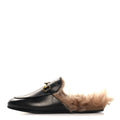 Calfskin Fur Womens Princetown Slippers 35 Black