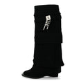 Fleece Shark Lock Pocket Cowboy Boot 35 Black