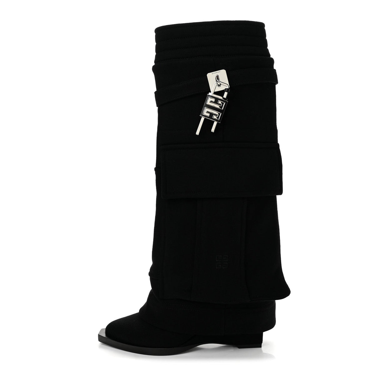 Fleece Shark Lock Pocket Cowboy Boot 35 Black