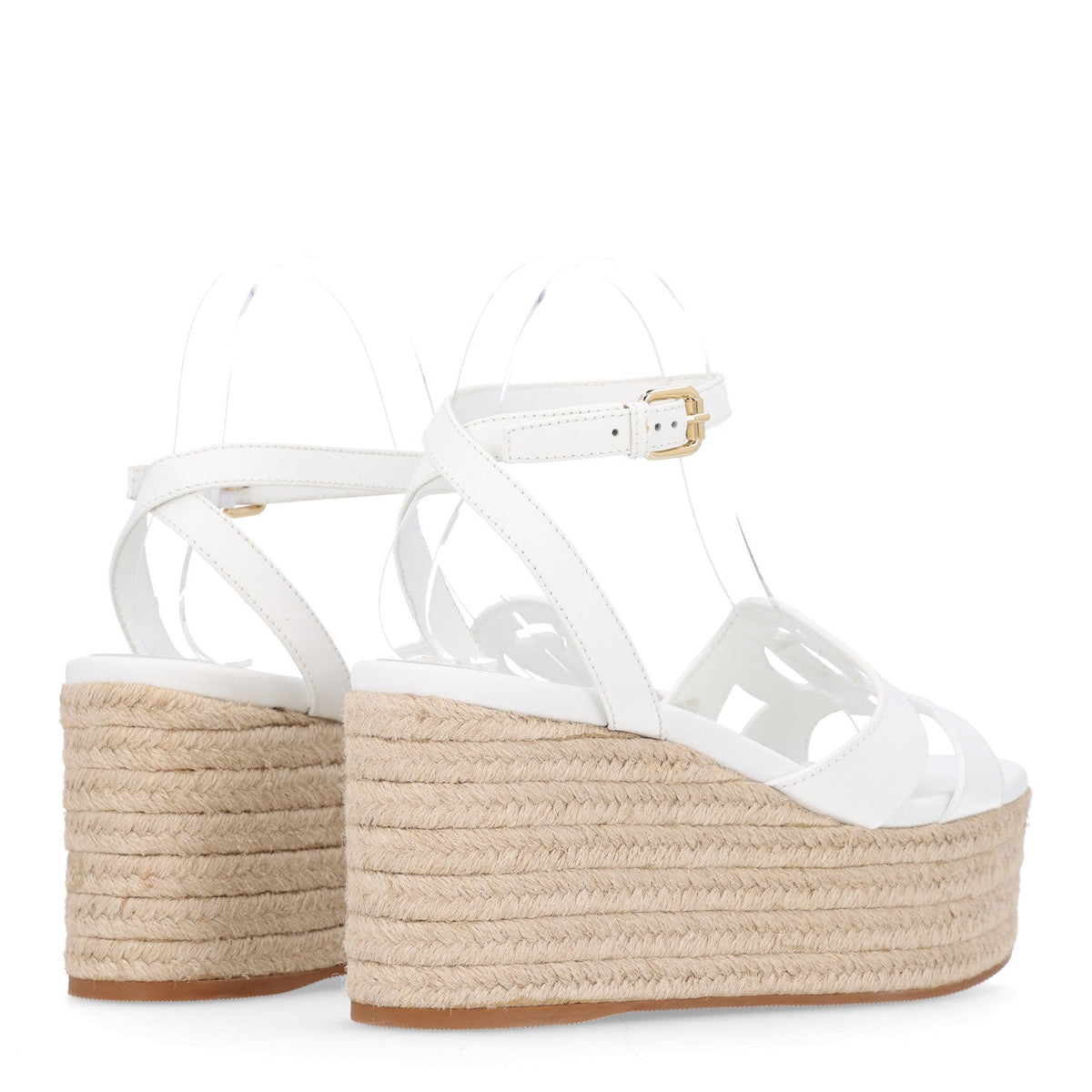 Calfskin LV Isola Espadrille Wedge Sandals 39 White