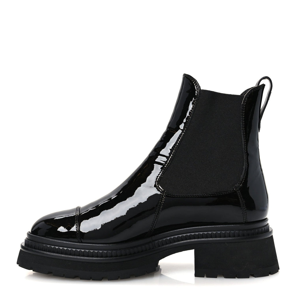 Patent Calfskin Ankle Boots 38 Black