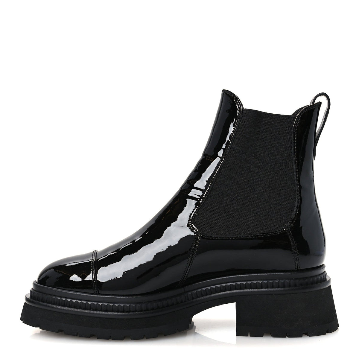 Patent Calfskin Ankle Boots 38 Black