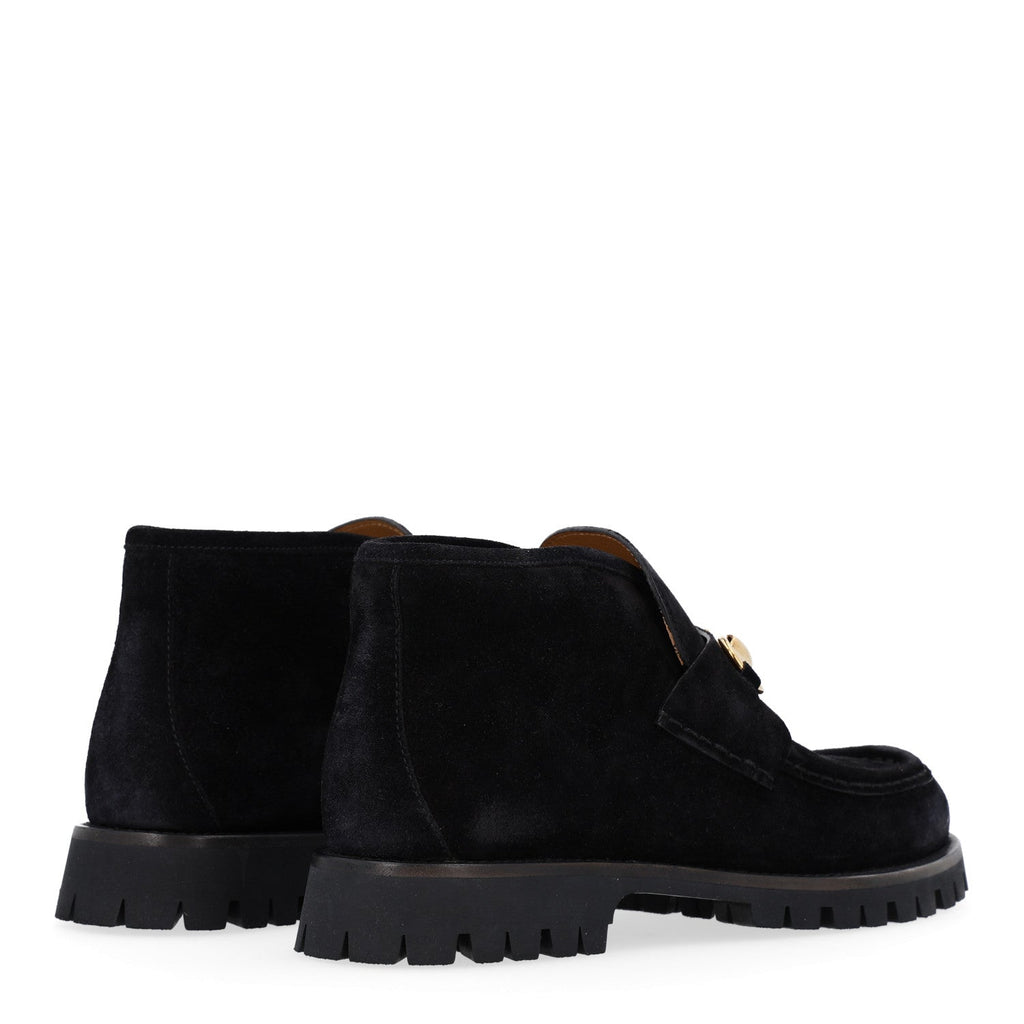 Suede Horsebit Womens Ankle Boots 38.5 Black