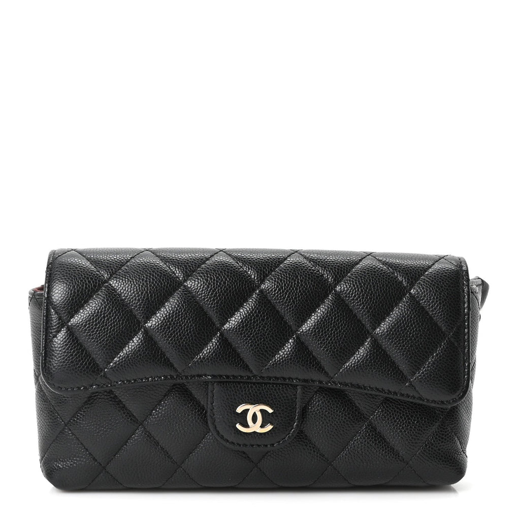 Caviar Quilted CC Flap Belt Bag Black