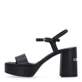 Lambskin Logo Platform Sandals 38 Black