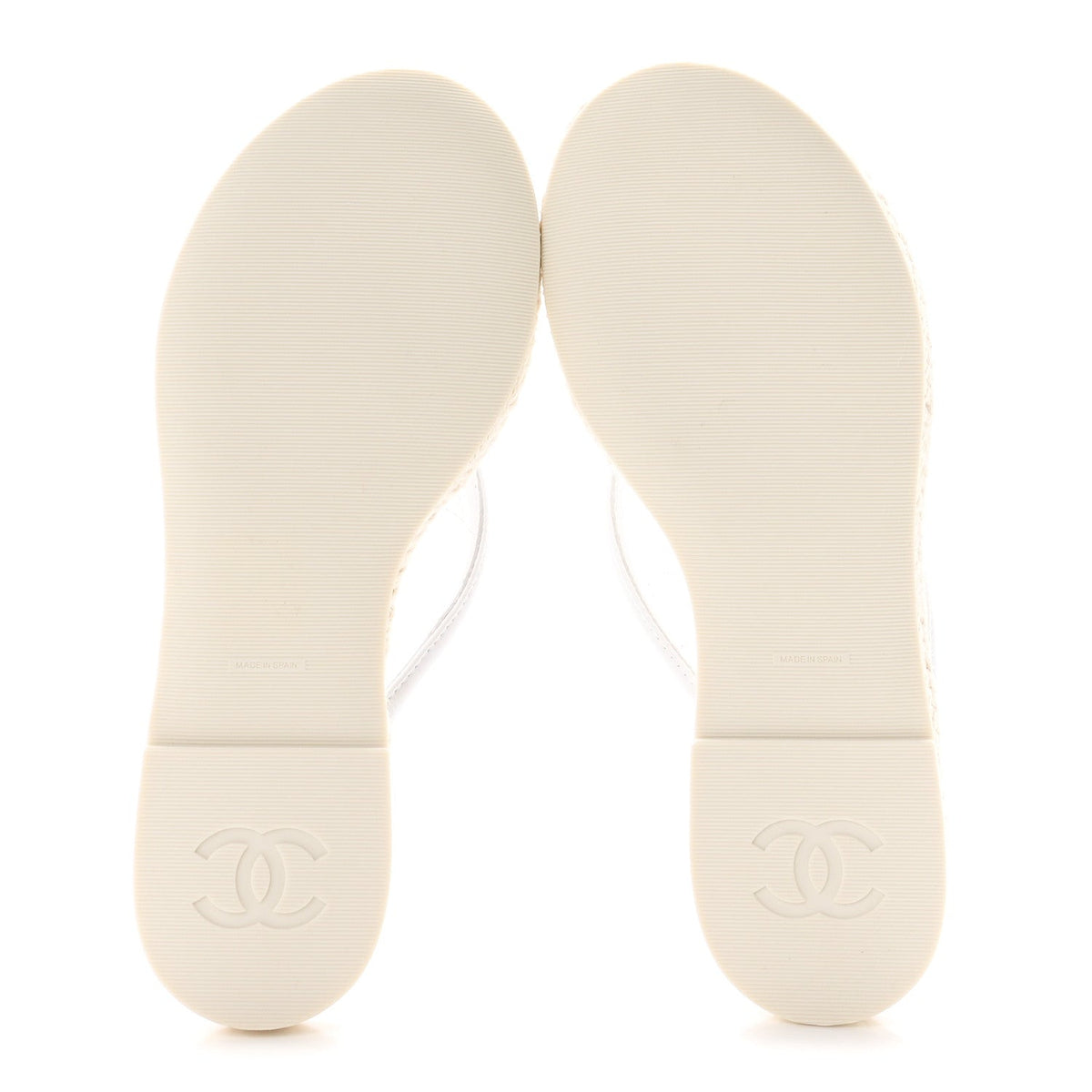 Lambskin Quilted Thong Espadrille Sandals 36 White