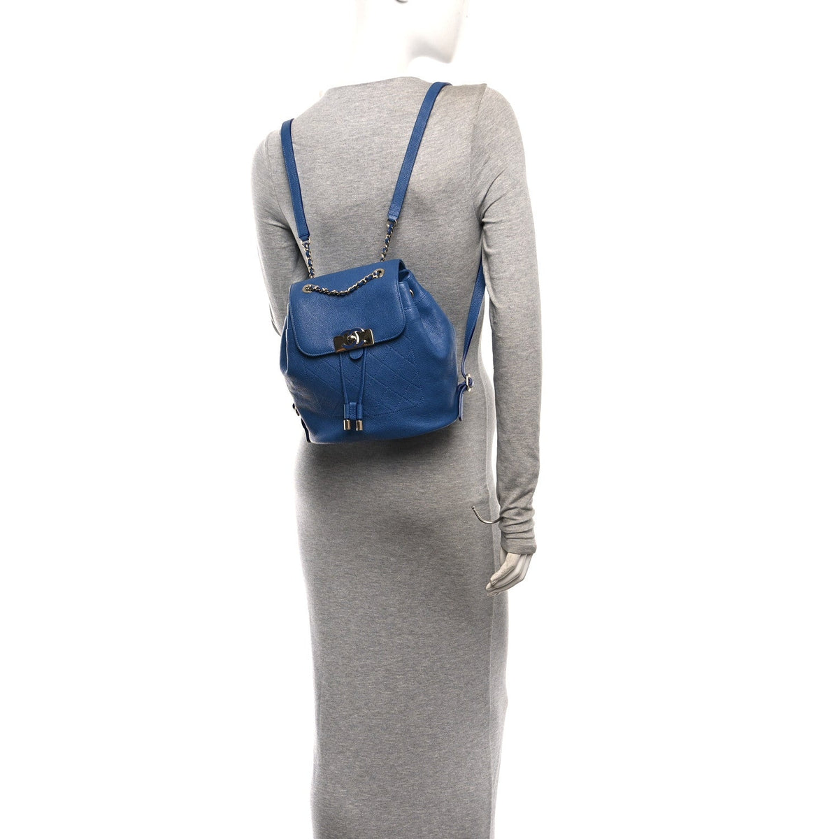 Caviar Quilted Backpack Blue