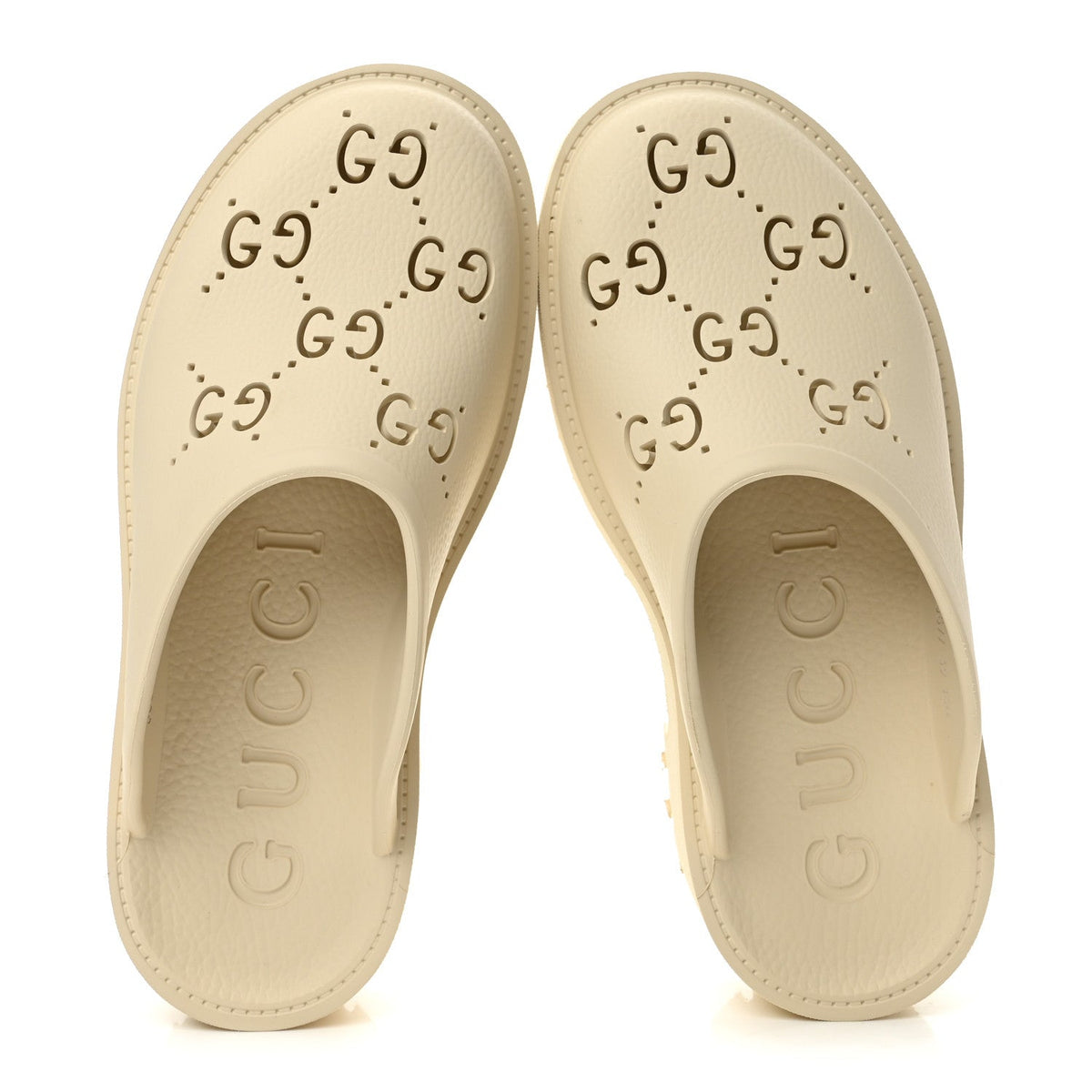 Rubber Monogram GG Go Through Platform Slide Clogs 39 Mystic White