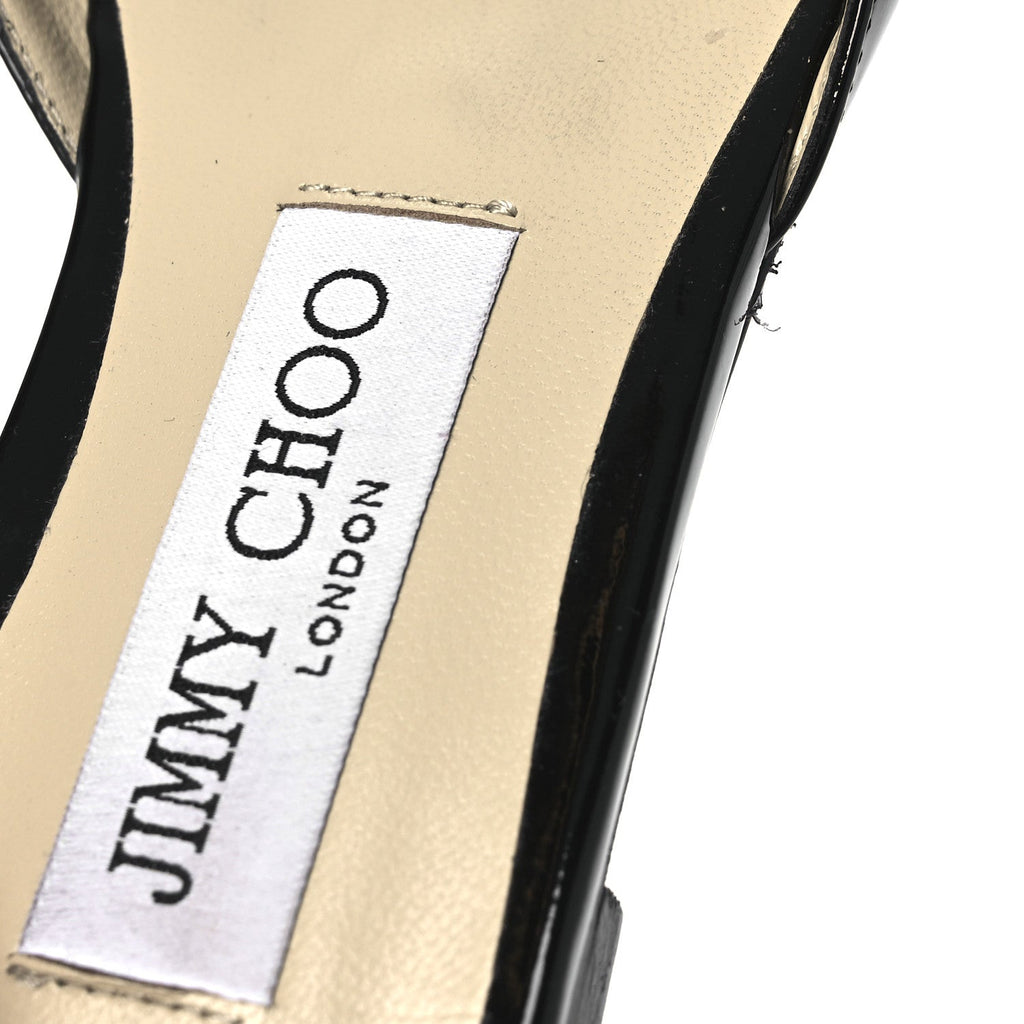 Patent Crystal Saeda Flats 38 Black