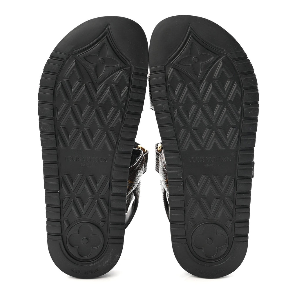 Monogram LV Sunset Comfort Flat Sandals 37 Cacao Brown