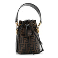 Vitello Liberty F is Fendi Bi-Color FF 1974 Embossed Mini Mon Tresor Bucket Bag Maya Black