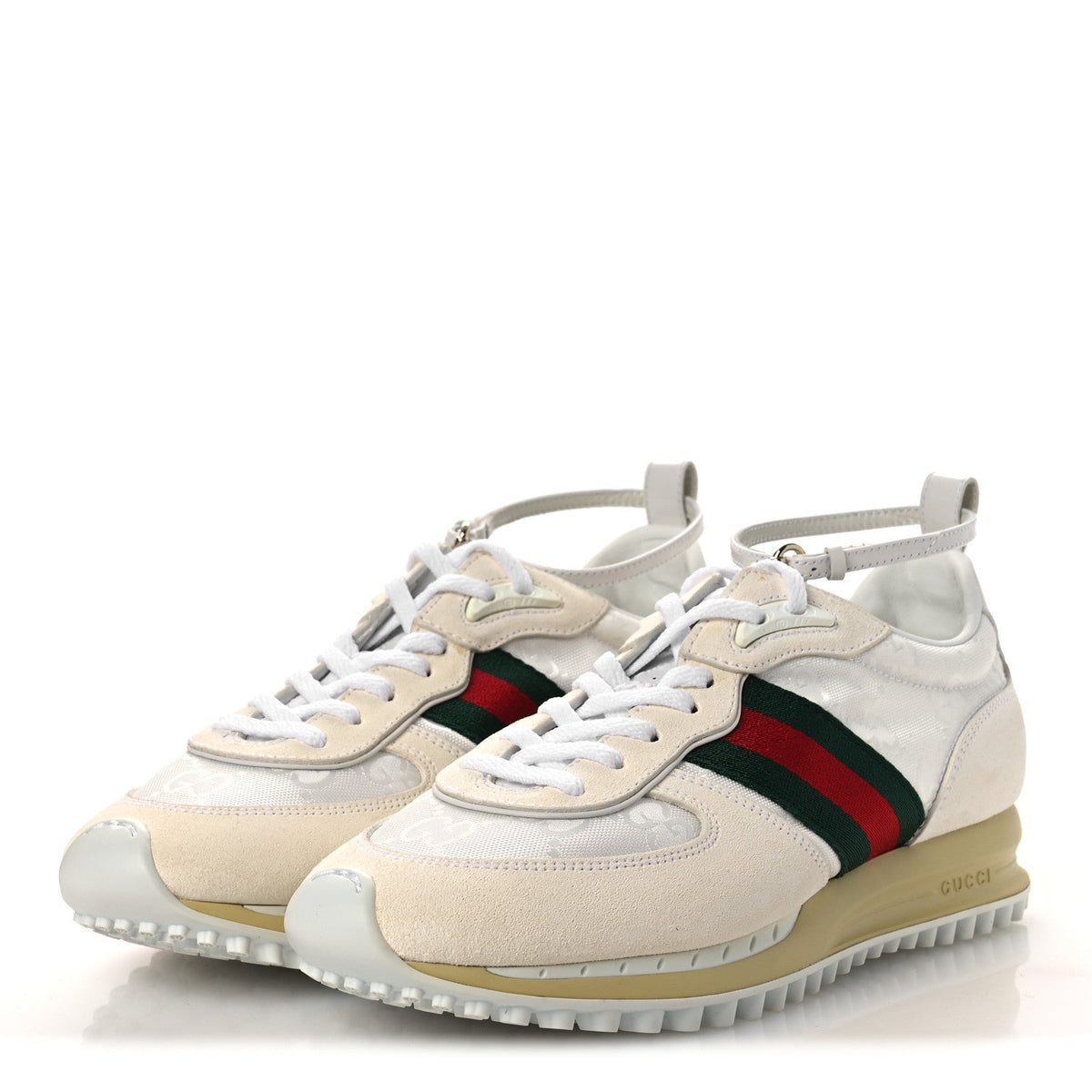 GG Suede Monogram Web Re-Motion Sneakers 37 White
