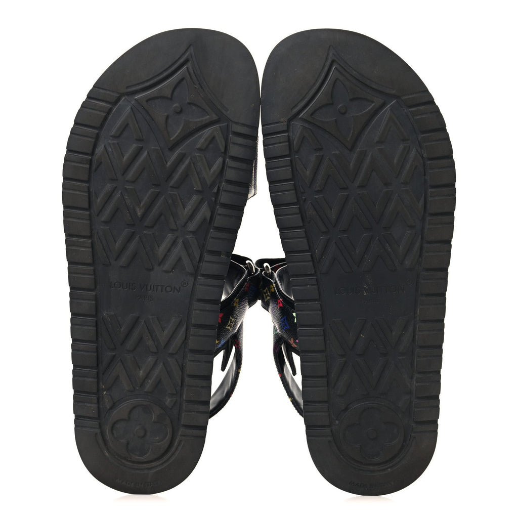 LV X TM Monogram Multicolor Sunset Flat Sandals 41 Black