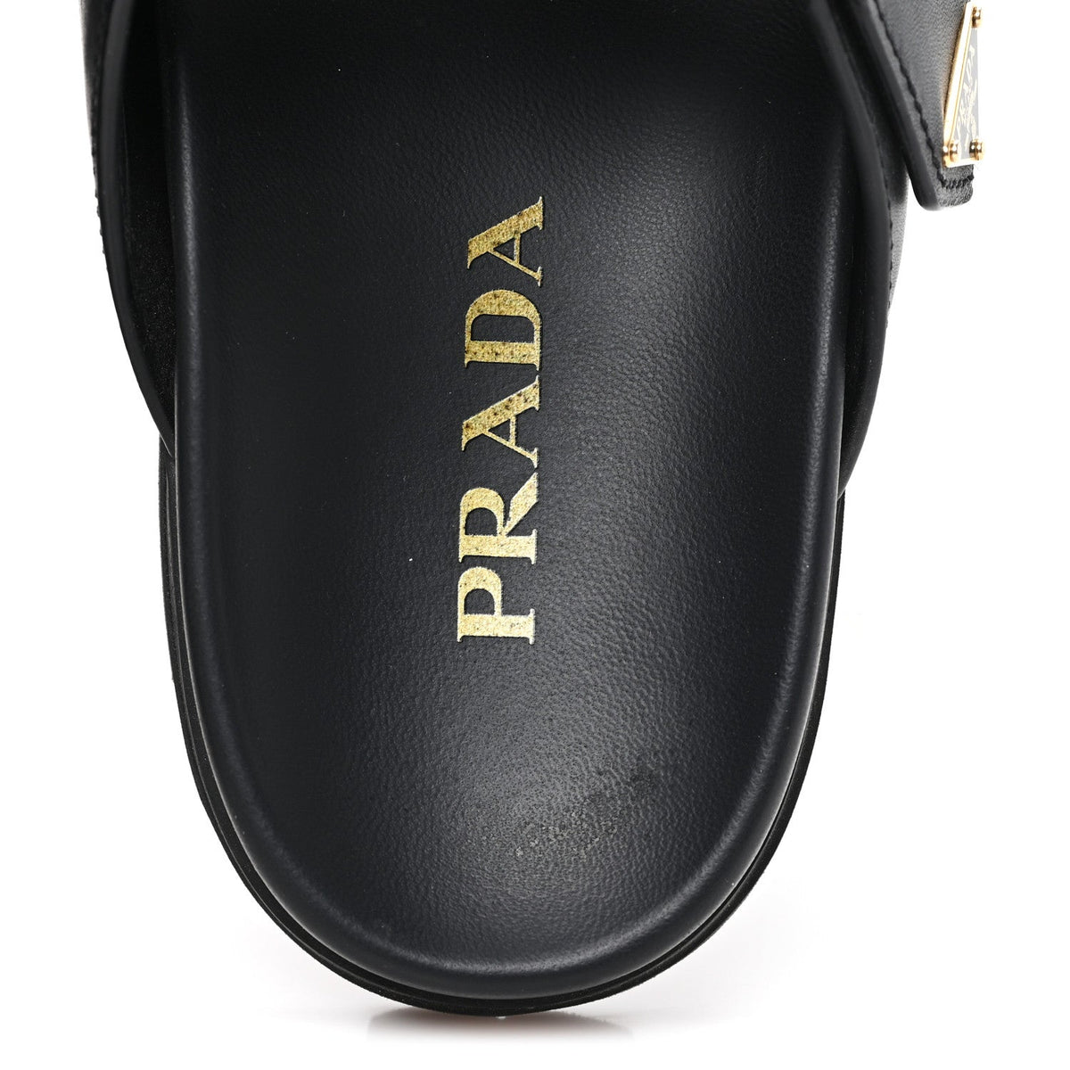 Vitello Sport Metal Triangle Logo Womens Double Buckle 20mm Slide Sandals 38.5 Black