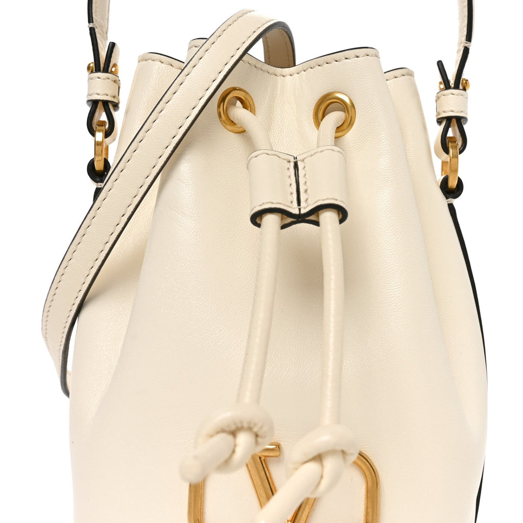 Nappa Mini VLogo Signature Bucket Bag Light Ivory