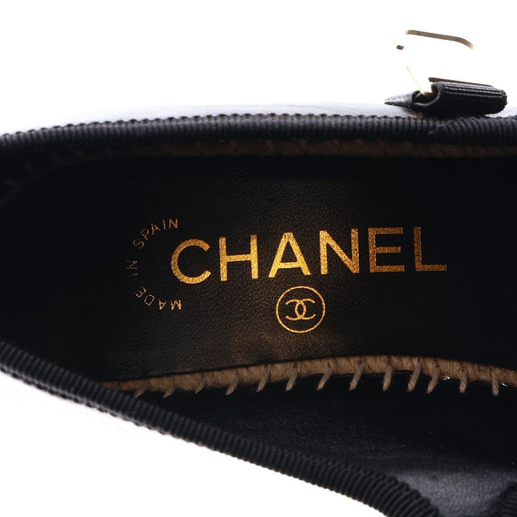 Lambskin Espadrille Mary Jane Wedges 37 Black
