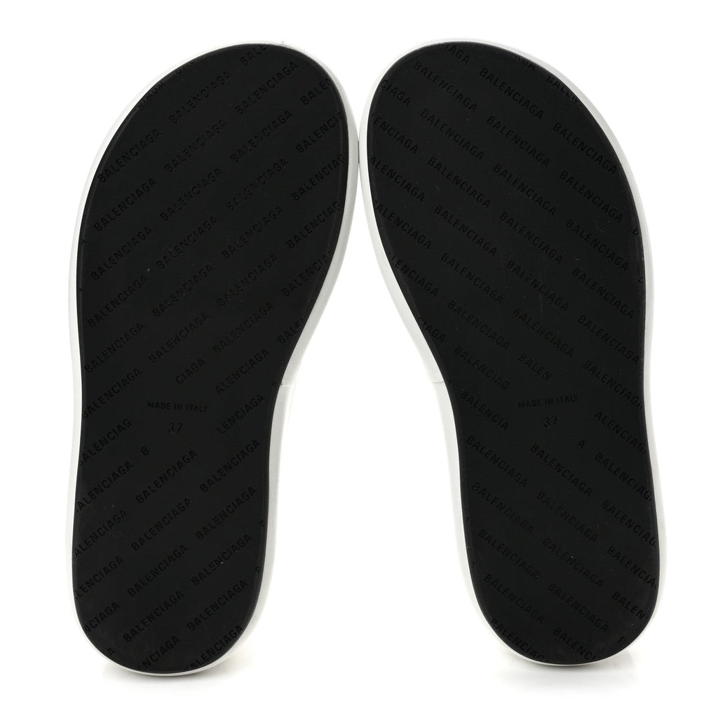 Smooth Nappa Logo Rise Wedge Sandals 37 White Black