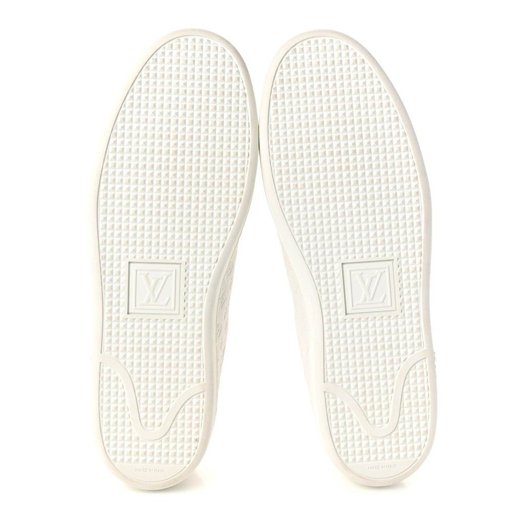 Calfskin Monogram Embossed Front Row Sneakers 41 White