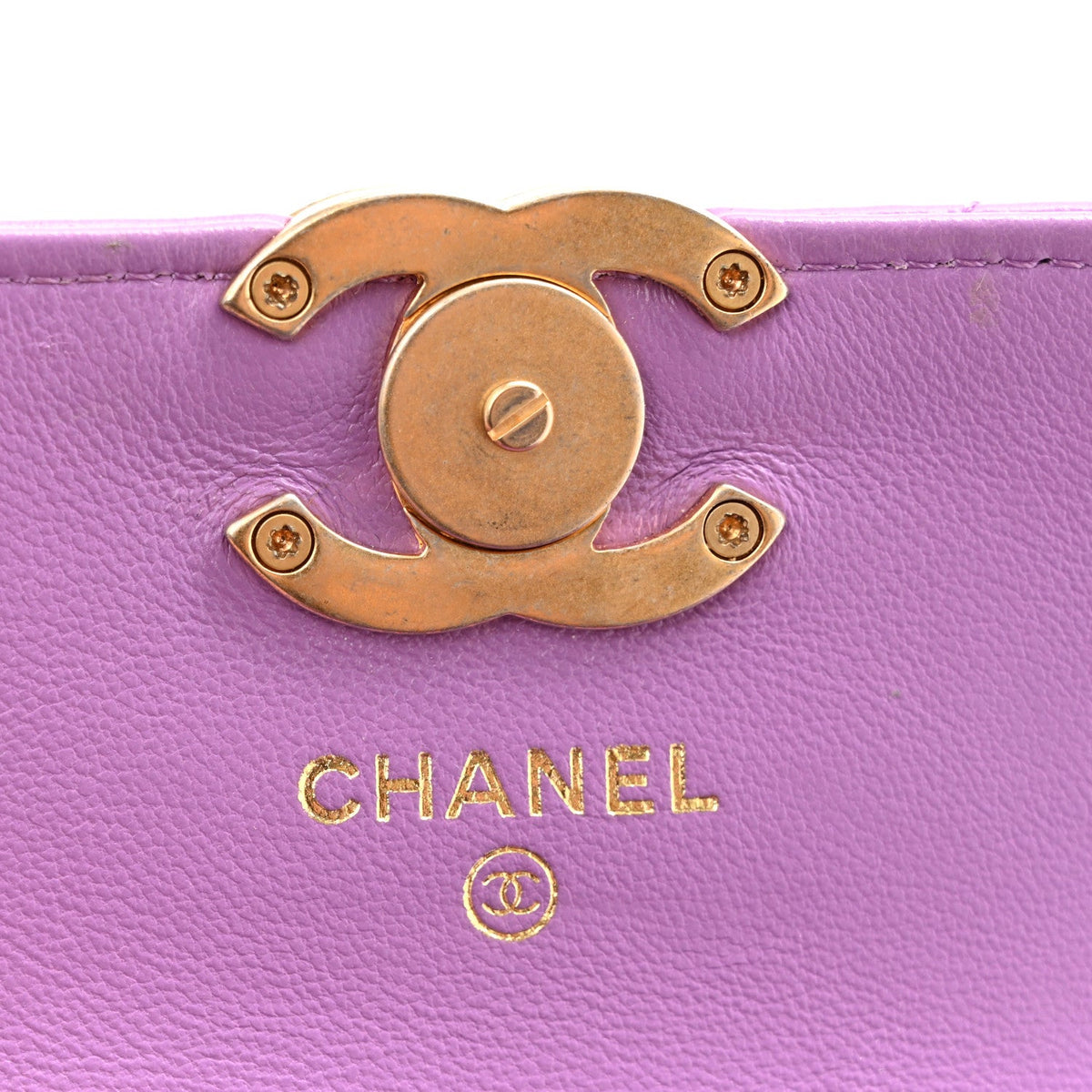 Lambskin Lacquered Metal Quilted Flap Chain Belt Bag Purple
