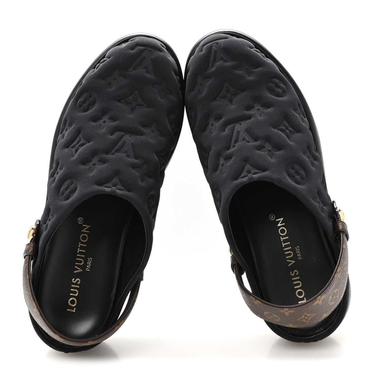 Nylon Embossed Monogram Aspen Platform Clog Mules 39.5 Black