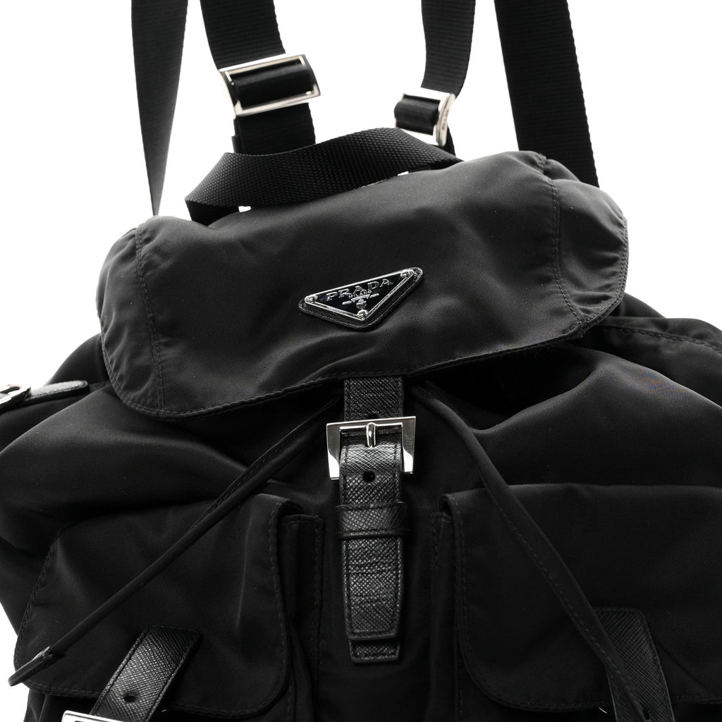 Re-Nylon Saffiano Medium Backpack Black