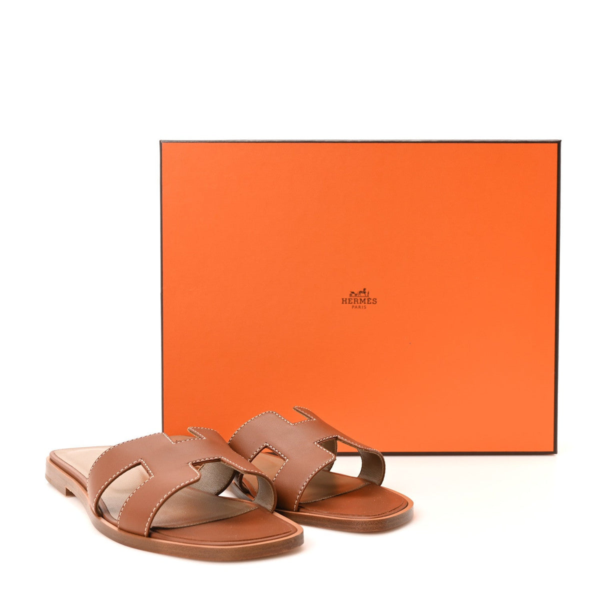 Box Calfskin Oran Sandals 35 Gold