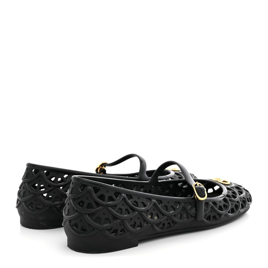 Scalloped Rubber VLogo Ondette Ballerina Flats 41 Black