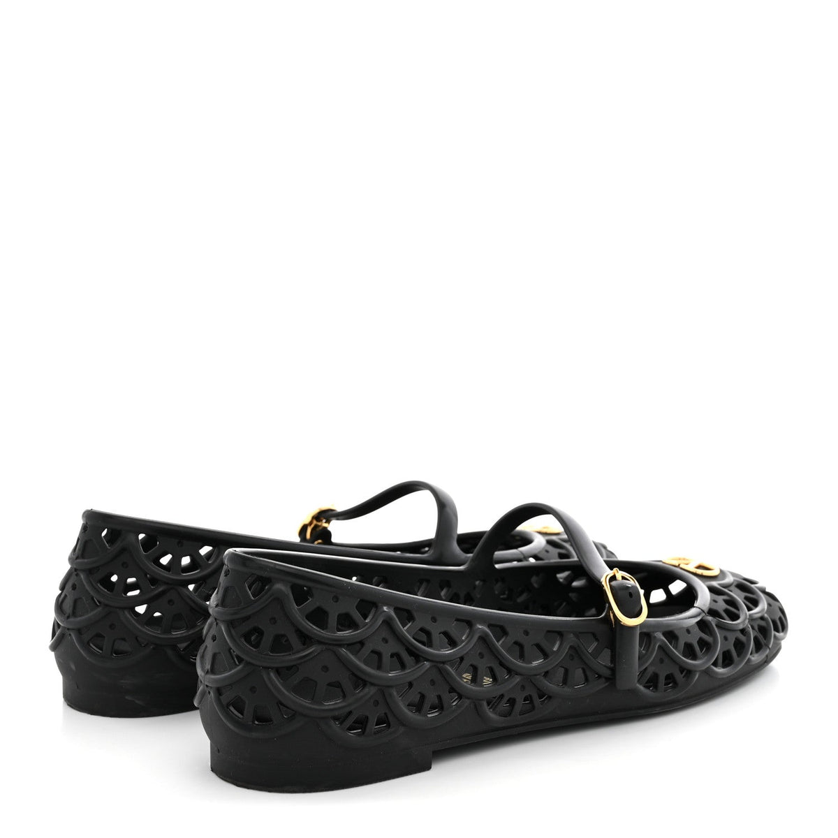 Scalloped Rubber VLogo Ondette Ballerina Flats 41 Black