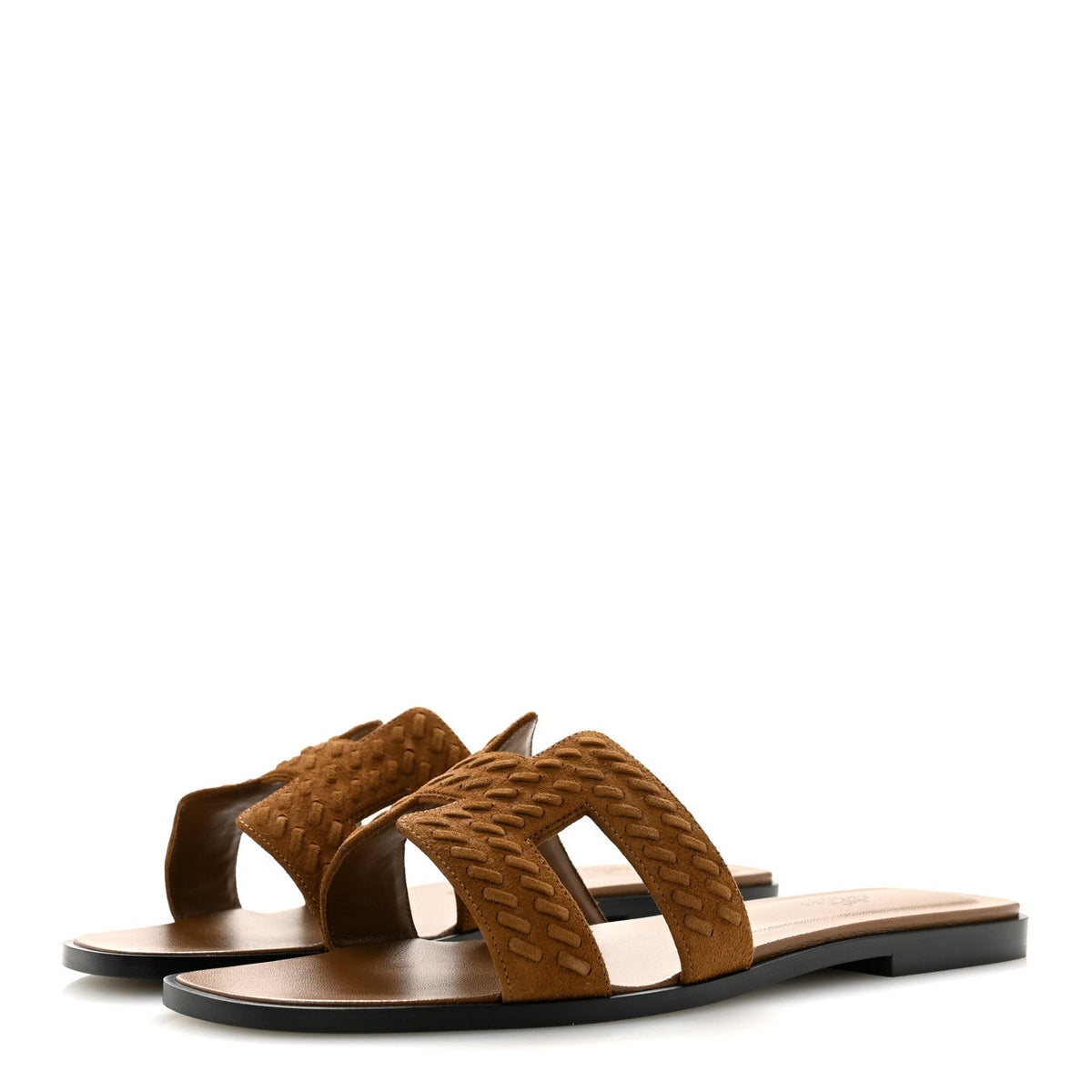 Suede Goatskin Braided Oran Sandals 40 Brun Fume