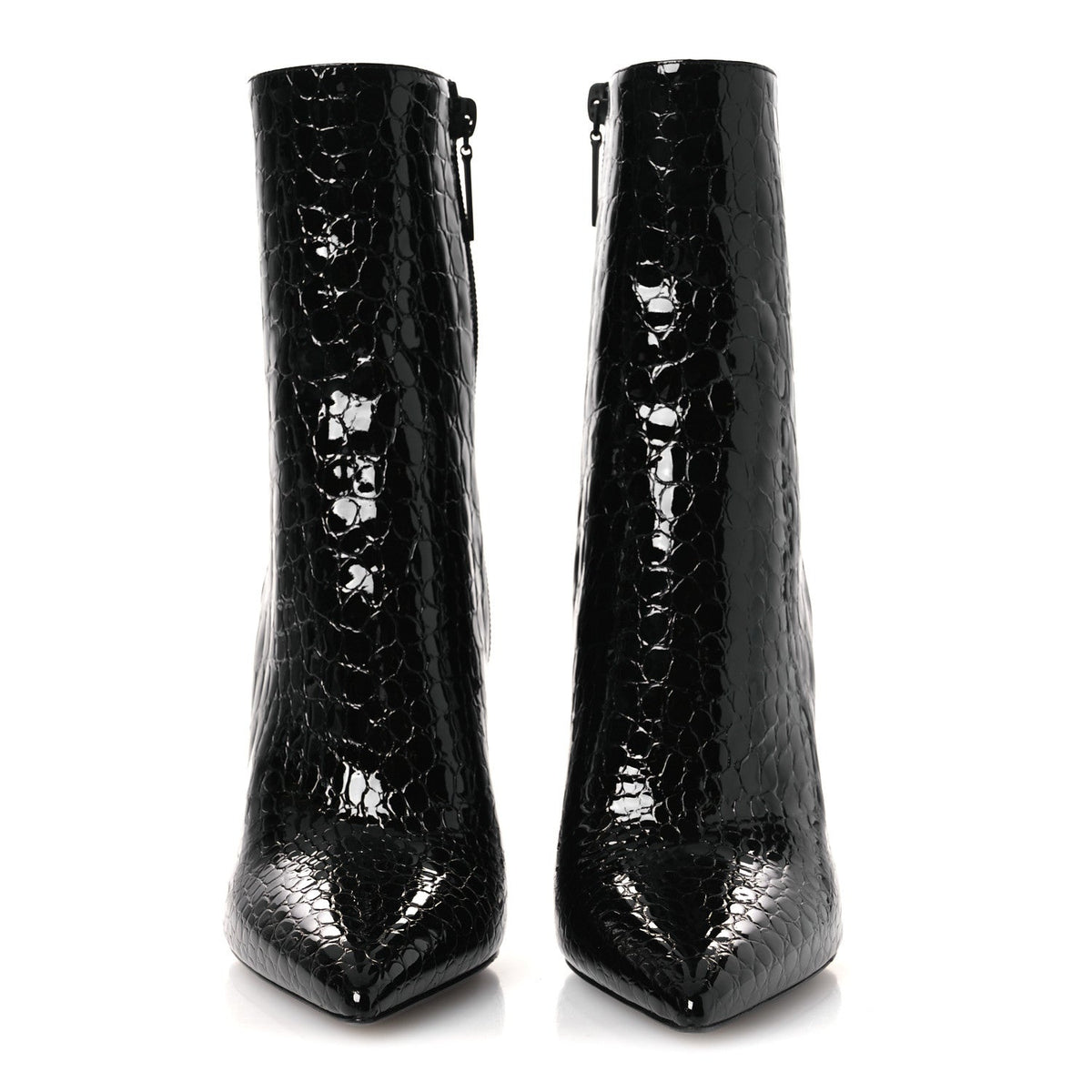 Alligator Embossed Patent Calfskin Opyum 110 Ankle Boots 38 Black