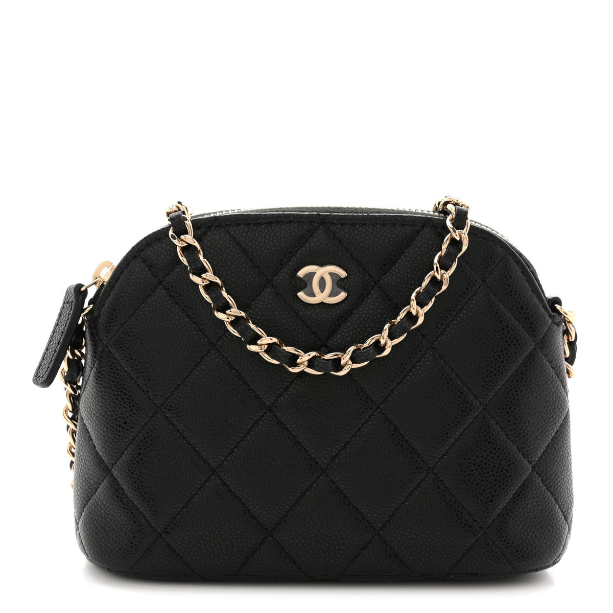 Caviar Quilted Mini Classic Clutch With Chain Black