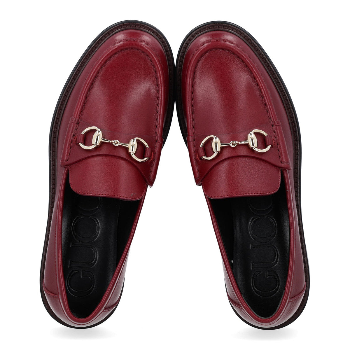 Cordovan Lux Womens Horsebit 45mm Platform Loafers 38.5 Vintage Bordeaux