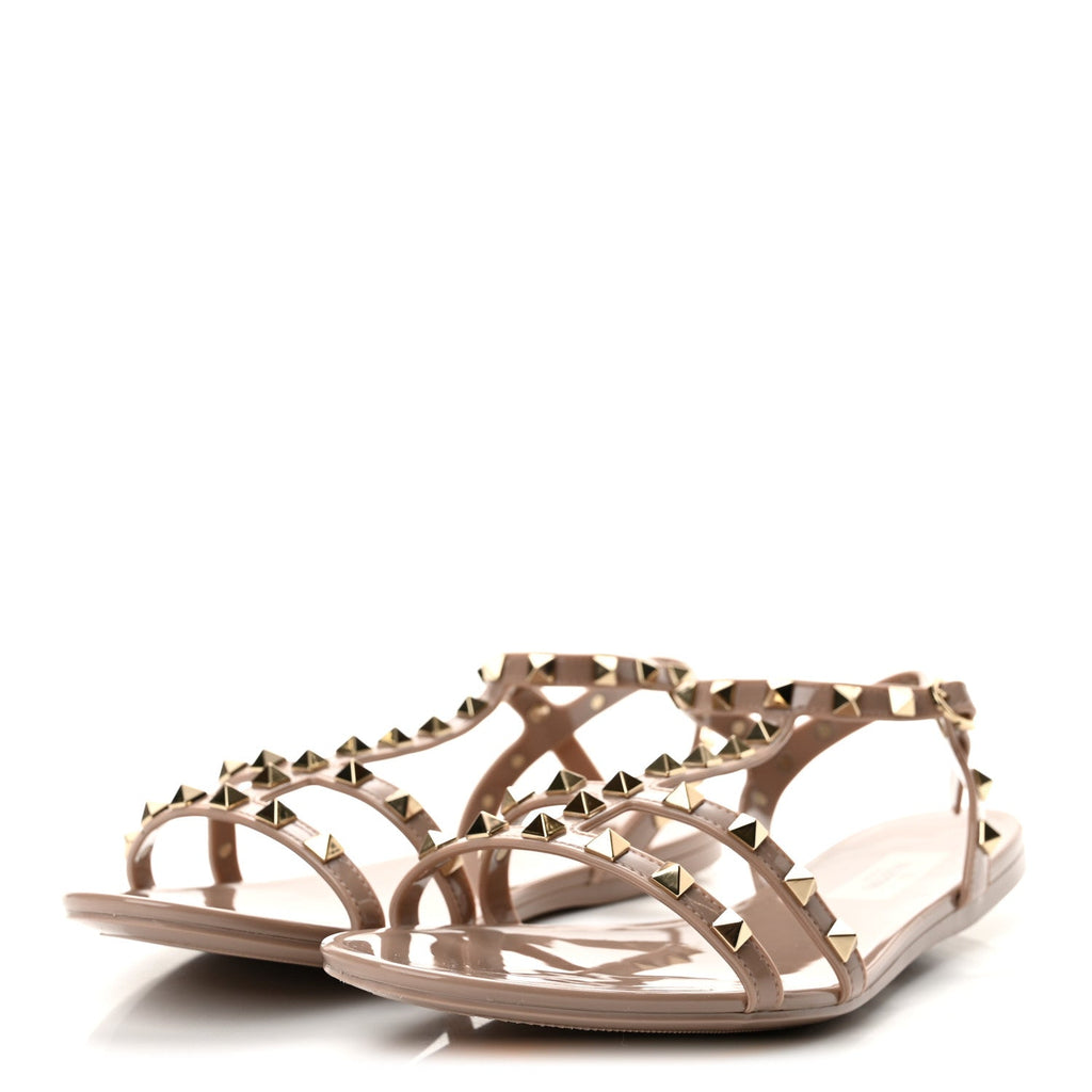 PVC Jelly Rockstud Caged Sandals 41 Poudre